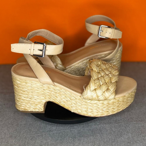Marc Fisher Steel Espadrille Cross Weave Straw Strappy‎ Sandal Size 10 - Picture 1 of 10